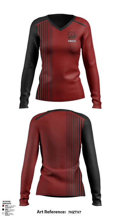Ignacio High School Volleyball 24618305 Women's Long Sleeve V-neck Shirt - 1
