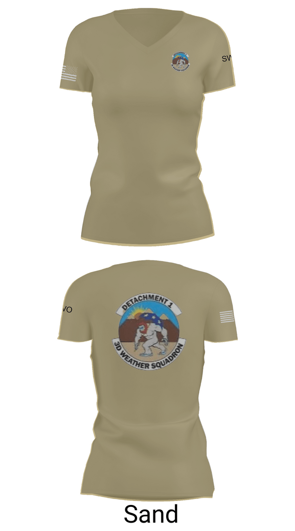 Womens Short Sleeve Vneck Shirt, Detachment 1, 3rd Combat Weather Sqd, Air Force, Teamtime, Team time, sublimation, custom sports apparel, team uniforms, spirit wear, spiritwear, sports uniforms, custom shirts, team store, custom team store, fundraiser sports, apparel fundraiser