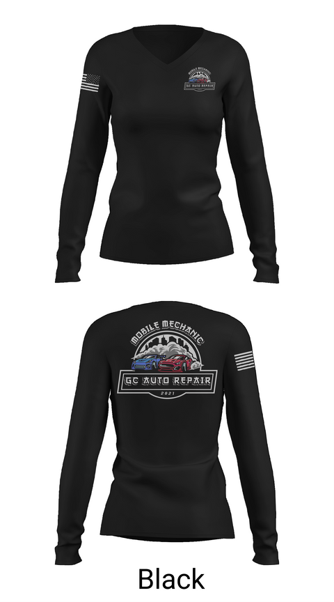 Womens Long Sleeve Vneck Shirt, GC AUTO REPAIR, , Teamtime, Team time, sublimation, custom sports apparel, team uniforms, spirit wear, spiritwear, sports uniforms, custom shirts, team store, custom team store, fundraiser sports, apparel fundraiser