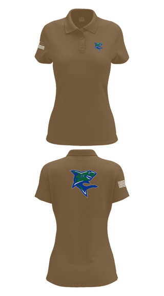 Women's Short Sleeve Performance Polo, Bullshark Battalion, Army, Teamtime, Team time, sublimation, custom sports apparel, team uniforms, spirit wear, spiritwear, sports uniforms, custom shirts, team store, custom team store, fundraiser sports, apparel fundraiser