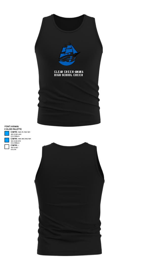 Tank Top, Clear Creek-Amana High School Cheer, Cheer, Teamtime, Team time, sublimation, custom sports apparel, team uniforms, spirit wear, spiritwear, sports uniforms, custom shirts, team store, custom team store, fundraiser sports, apparel fundraiser