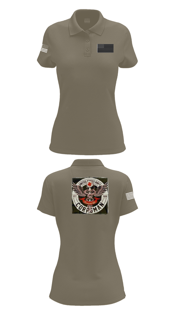 Womens Short Sleeve Performance Polo, Hospital Corpsman, , Teamtime, Team time, sublimation, custom sports apparel, team uniforms, spirit wear, spiritwear, sports uniforms, custom shirts, team store, custom team store, fundraiser sports, apparel fundraiser