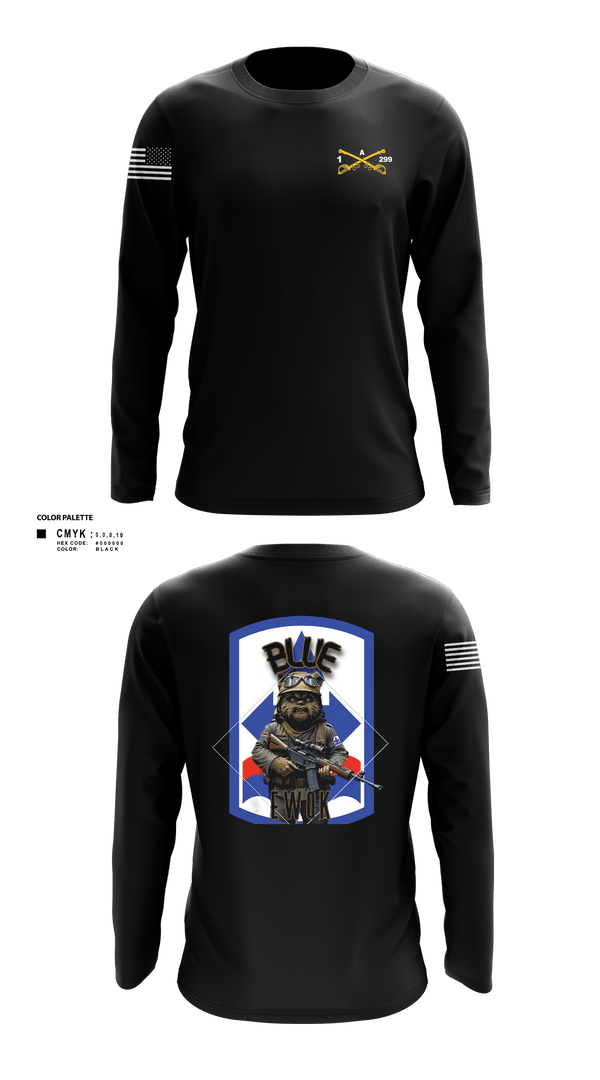 Long Sleeve Performance Shirt, Bad boyzBlue Ewok, Army, Teamtime, Team time, sublimation, custom sports apparel, team uniforms, spirit wear, spiritwear, sports uniforms, custom shirts, team store, custom team store, fundraiser sports, apparel fundraiser