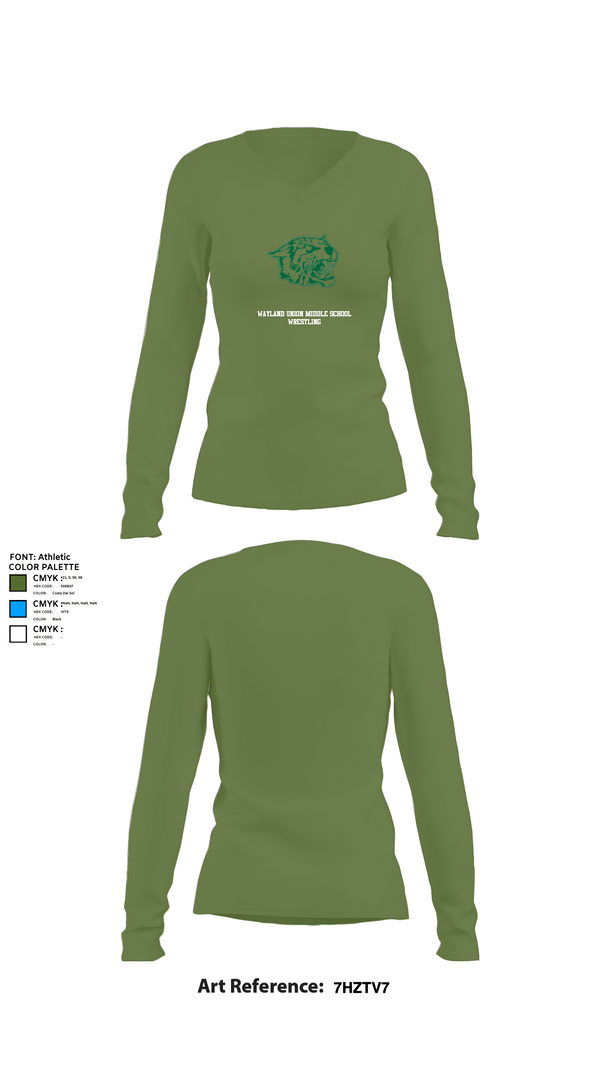 Womens Long Sleeve Vneck Shirt, Wayland Union Middle School Wrestling, Wrestling, Teamtime, Team time, sublimation, custom sports apparel, team uniforms, spirit wear, spiritwear, sports uniforms, custom shirts, team store, custom team store, fundraiser sports, apparel fundraiser