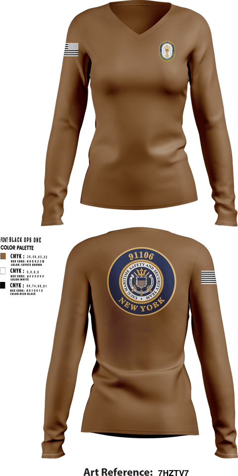 Womens Long Sleeve Vneck Shirt, MSST NY, Coast Guard, Teamtime, Team time, sublimation, custom sports apparel, team uniforms, spirit wear, spiritwear, sports uniforms, custom shirts, team store, custom team store, fundraiser sports, apparel fundraiser