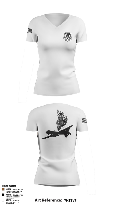 12th AMU 2414414 Women's Short Sleeve V-neck Shirt - 2