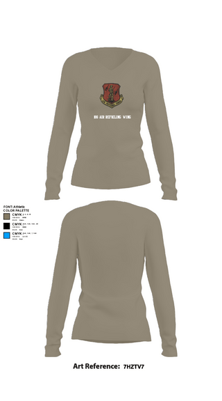 Women's Long Sleeve Vneck Shirt, 186 Air Refueling Wing, Air Force, Teamtime, Team time, sublimation, custom sports apparel, team uniforms, spirit wear, spiritwear, sports uniforms, custom shirts, team store, custom team store, fundraiser sports, apparel fundraiser