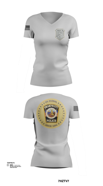 Swampscott Police 55581807 Women's Short Sleeve V-neck Shirt - 119