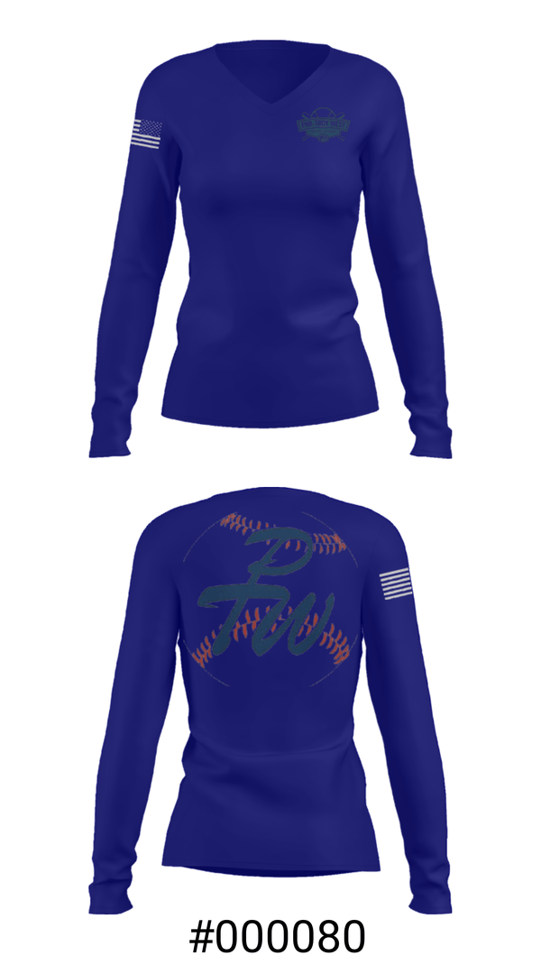 Women's Long Sleeve Vneck Shirt, Par-Troy West Little League Baseball, Baseball, Teamtime, Team time, sublimation, custom sports apparel, team uniforms, spirit wear, spiritwear, sports uniforms, custom shirts, team store, custom team store, fundraiser sports, apparel fundraiser