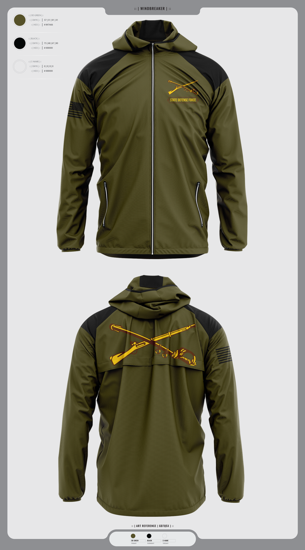 Windbreaker, State Defense Force, Army, Teamtime, Team time, sublimation, custom sports apparel, team uniforms, spirit wear, spiritwear, sports uniforms, custom shirts, team store, custom team store, fundraiser sports, apparel fundraiser