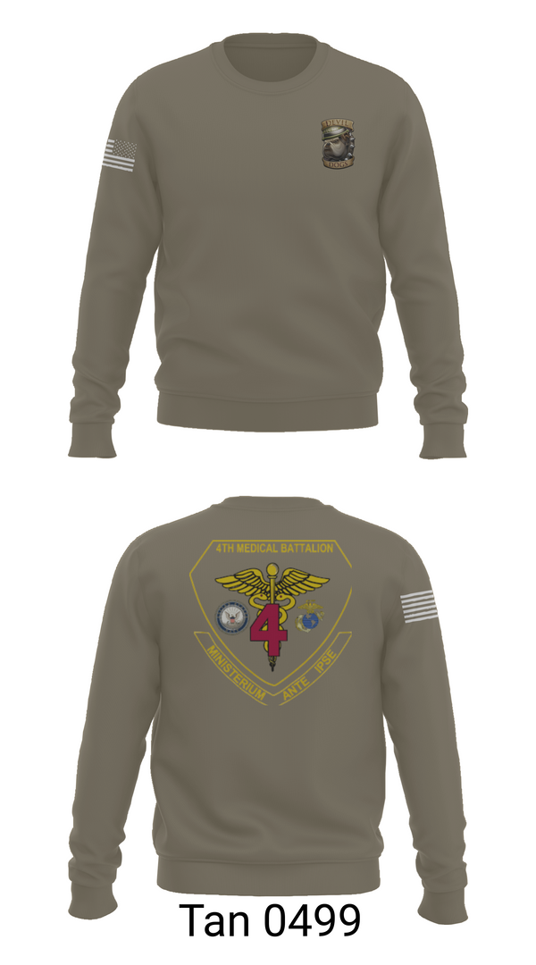 Crew Neck Sweatshirt, 4th Med Battalion, Marines, Teamtime, Team time, sublimation, custom sports apparel, team uniforms, spirit wear, spiritwear, sports uniforms, custom shirts, team store, custom team store, fundraiser sports, apparel fundraiser