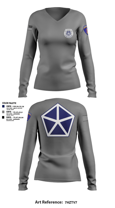 2nd PLT, B TRP, 3-71 CAV 73189782 Women's Long Sleeve V-neck Shirt -1 2