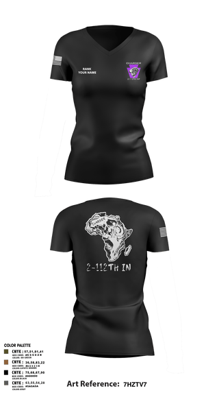 Womens Short Sleeve Vneck Shirt, Charger Co. / 2-112th Infantry Battalion, National Guard, Teamtime, Team time, sublimation, custom sports apparel, team uniforms, spirit wear, spiritwear, sports uniforms, custom shirts, team store, custom team store, fundraiser sports, apparel fundraiser
