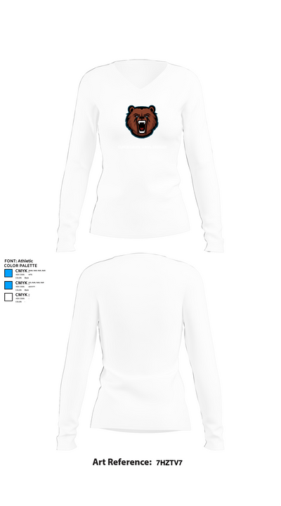 Clover Garden School Grizzlies 2602724 Women's Long Sleeve V-neck Shirt - 15