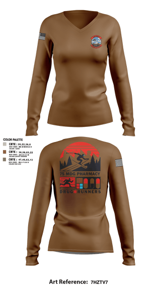 Womens Long Sleeve Vneck Shirt 1, 75 HCOS SGGD, Air Force, Teamtime, Team time, sublimation, custom sports apparel, team uniforms, spirit wear, spiritwear, sports uniforms, custom shirts, team store, custom team store, fundraiser sports, apparel fundraiser