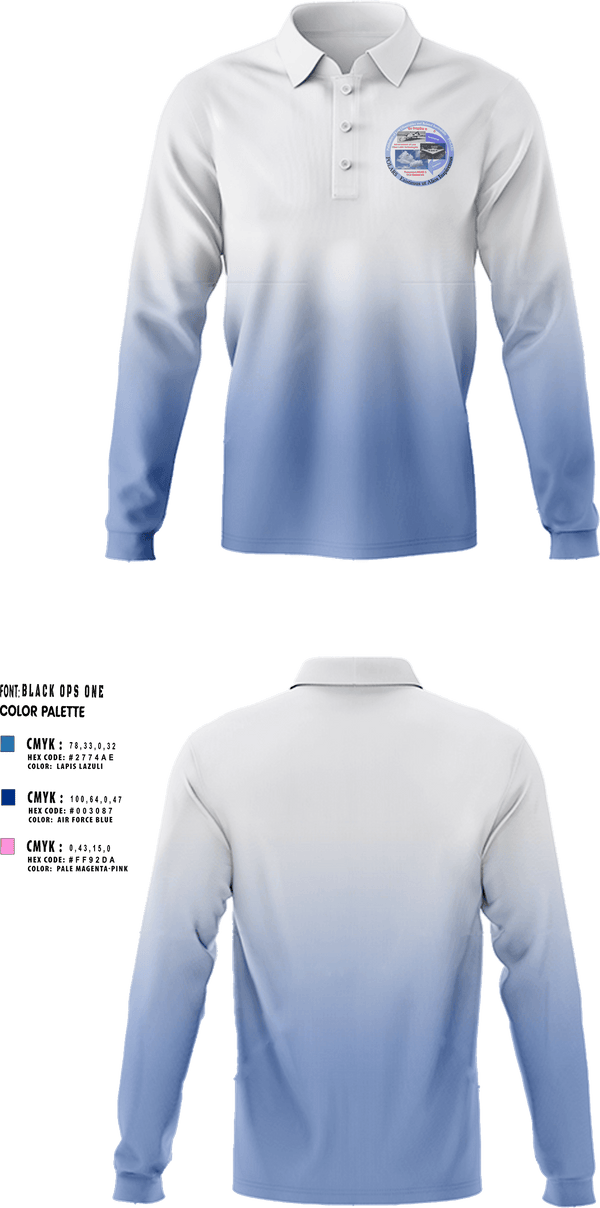 Long Sleeve Performance Polo, POLARS, Air Force, Teamtime, Team time, sublimation, custom sports apparel, team uniforms, spirit wear, spiritwear, sports uniforms, custom shirts, team store, custom team store, fundraiser sports, apparel fundraiser