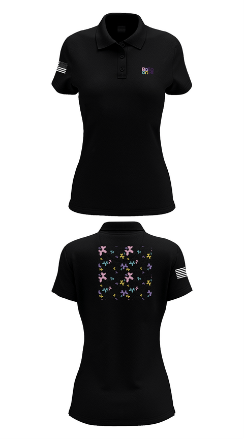 Womens Short Sleeve Performance Polo, Chin Bum Balloons, , Teamtime, Team time, sublimation, custom sports apparel, team uniforms, spirit wear, spiritwear, sports uniforms, custom shirts, team store, custom team store, fundraiser sports, apparel fundraiser