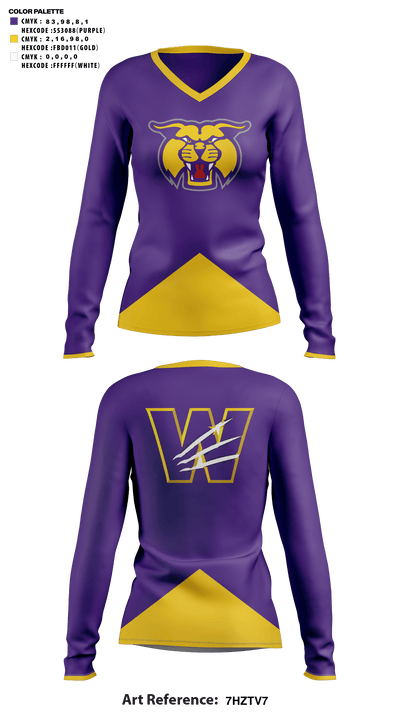 Wilder High School Cheer 27344083 Women's Long Sleeve V-neck Shirt - 41