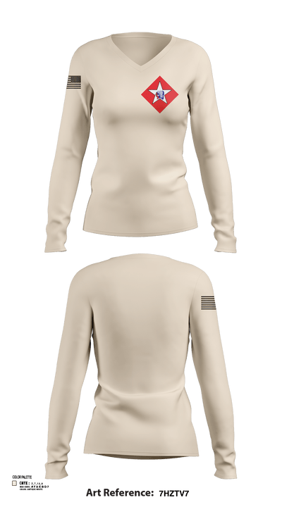 1/6 58710445 Women's Long Sleeve V-neck Shirt -1 122