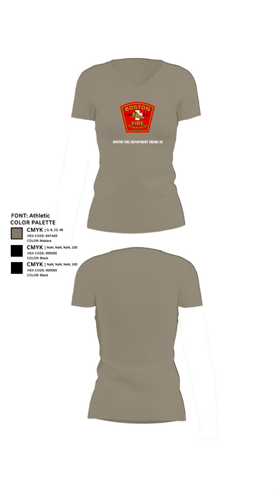 Boston Fire Department Engine 55 92329378 Women's Short Sleeve V-neck Shirt - 64