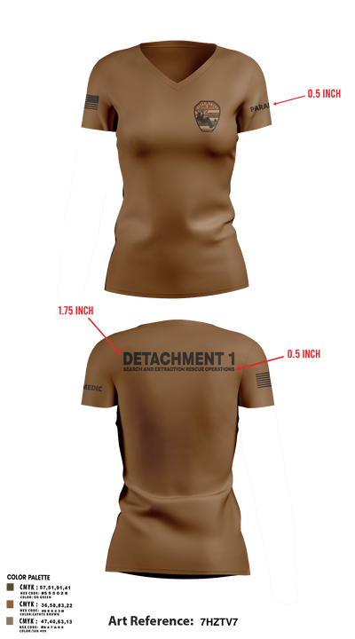 Detachment 1 27221981 Women's Short Sleeve V-neck Shirt - 26