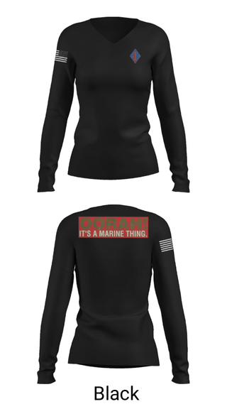 Women's Long Sleeve Vneck Shirt, 1st Marine Regiment, Marines, Teamtime, Team time, sublimation, custom sports apparel, team uniforms, spirit wear, spiritwear, sports uniforms, custom shirts, team store, custom team store, fundraiser sports, apparel fundraiser