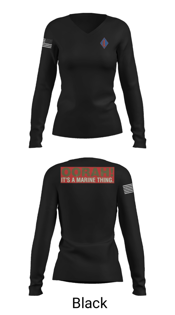 Women's Long Sleeve Vneck Shirt, 1st Marine Regiment, Marines, Teamtime, Team time, sublimation, custom sports apparel, team uniforms, spirit wear, spiritwear, sports uniforms, custom shirts, team store, custom team store, fundraiser sports, apparel fundraiser
