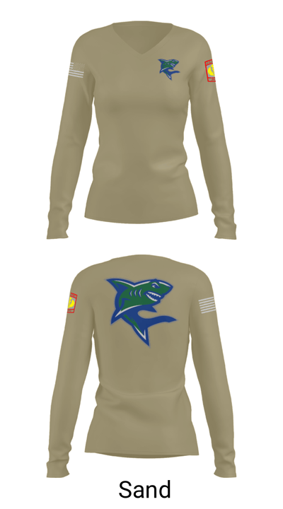 Bullshark Battalion 90693069 Women's Long Sleeve V-neck Shirt - 97