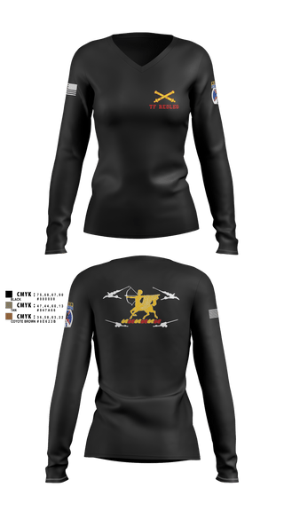 Womens Long Sleeve Vneck Shirt, 3-6 FA, Army, Teamtime, Team time, sublimation, custom sports apparel, team uniforms, spirit wear, spiritwear, sports uniforms, custom shirts, team store, custom team store, fundraiser sports, apparel fundraiser