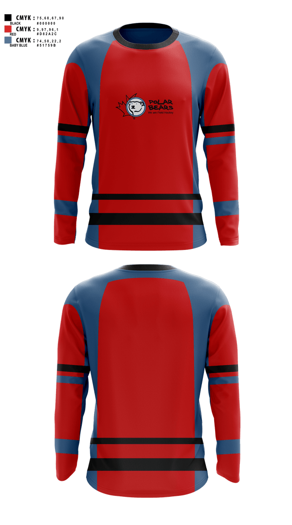 Long Sleeve Performance Shirt, Polar Bears Field Hockey, Field Hockey, Teamtime, Team time, sublimation, custom sports apparel, team uniforms, spirit wear, spiritwear, sports uniforms, custom shirts, team store, custom team store, fundraiser sports, apparel fundraiser