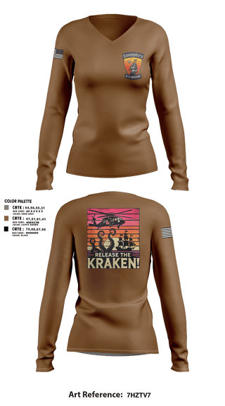 Womens Long Sleeve Vneck Shirt 1, A/2135th GSAB “SMUGGLERS”, Army, Teamtime, Team time, sublimation, custom sports apparel, team uniforms, spirit wear, spiritwear, sports uniforms, custom shirts, team store, custom team store, fundraiser sports, apparel fundraiser