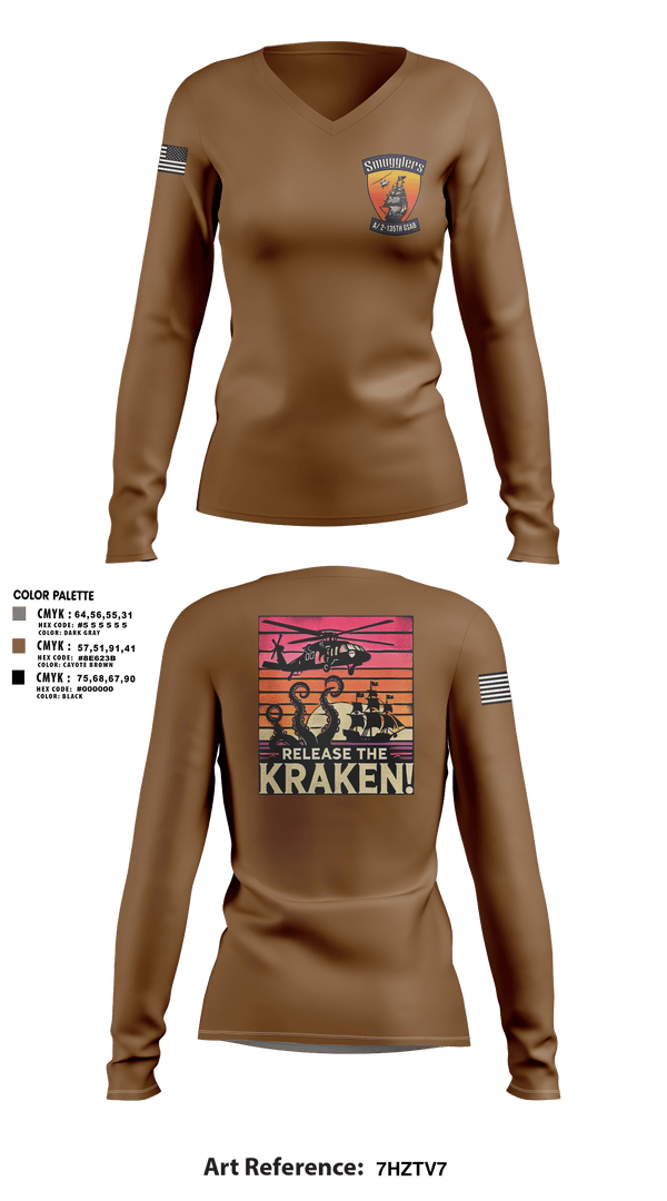 Womens Long Sleeve Vneck Shirt 1, A/2135th GSAB “SMUGGLERS”, Army, Teamtime, Team time, sublimation, custom sports apparel, team uniforms, spirit wear, spiritwear, sports uniforms, custom shirts, team store, custom team store, fundraiser sports, apparel fundraiser