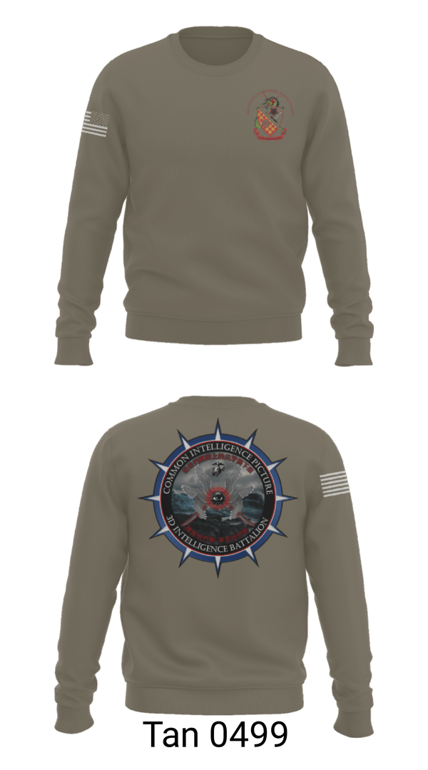 Crew Neck Sweatshirt, 3rd Intelligence Battalion, Marines, Teamtime, Team time, sublimation, custom sports apparel, team uniforms, spirit wear, spiritwear, sports uniforms, custom shirts, team store, custom team store, fundraiser sports, apparel fundraiser