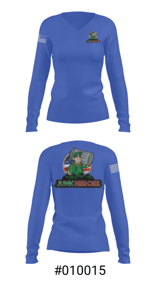Women's Long Sleeve Vneck Shirt, Junk Heroes, , Teamtime, Team time, sublimation, custom sports apparel, team uniforms, spirit wear, spiritwear, sports uniforms, custom shirts, team store, custom team store, fundraiser sports, apparel fundraiser