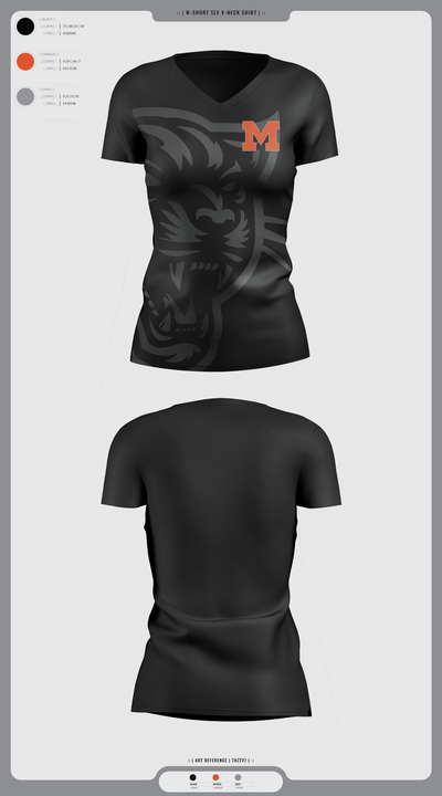 Milton Area Black Panthers 88369050 Women's Short Sleeve V-neck Shirt - 1
