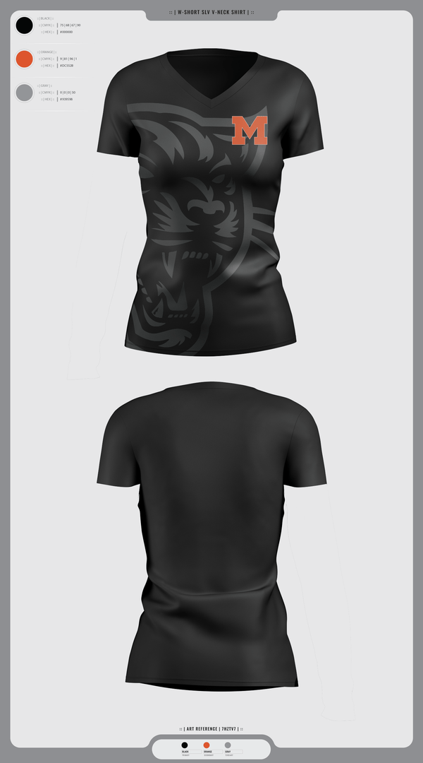 Womens Short Sleeve Vneck Shirt, Milton Area Black Panthers, , Teamtime, Team time, sublimation, custom sports apparel, team uniforms, spirit wear, spiritwear, sports uniforms, custom shirts, team store, custom team store, fundraiser sports, apparel fundraiser