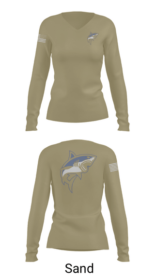 Womens Long Sleeve Vneck Shirt, Great white guns, Marines, Teamtime, Team time, sublimation, custom sports apparel, team uniforms, spirit wear, spiritwear, sports uniforms, custom shirts, team store, custom team store, fundraiser sports, apparel fundraiser