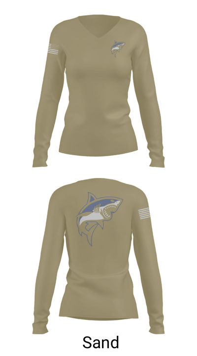 Great white guns 55052076 Women's Long Sleeve V-neck Shirt - 97