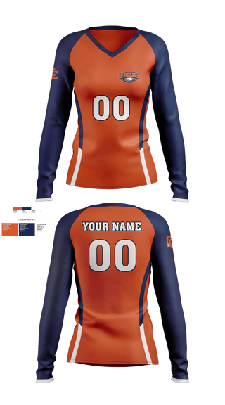 Women's Long Sleeve Vneck Shirt, Clarke County High School Volleyball, Women's Volleyball, Teamtime, Team time, sublimation, custom sports apparel, team uniforms, spirit wear, spiritwear, sports uniforms, custom shirts, team store, custom team store, fundraiser sports, apparel fundraiser