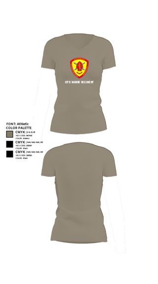 Women's Short Sleeve Vneck Shirt, 10th Marine Regiment, Marines, Teamtime, Team time, sublimation, custom sports apparel, team uniforms, spirit wear, spiritwear, sports uniforms, custom shirts, team store, custom team store, fundraiser sports, apparel fundraiser
