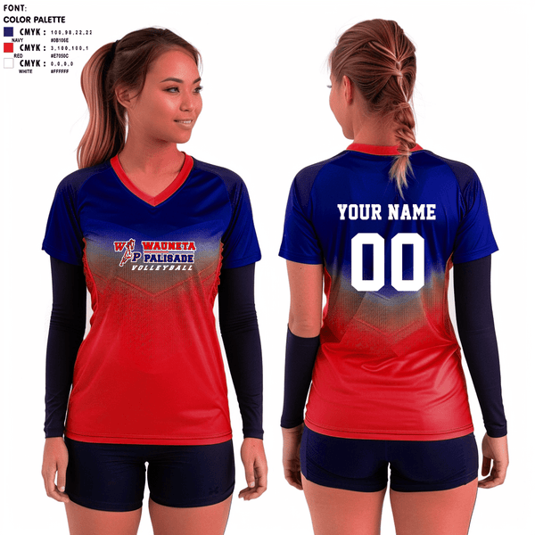 Womens Short Sleeve Vneck Shirt, Wauneta-Palisade High School Volleyball, Women's Volleyball, Teamtime, Team time, sublimation, custom sports apparel, team uniforms, spirit wear, spiritwear, sports uniforms, custom shirts, team store, custom team store, fundraiser sports, apparel fundraiser