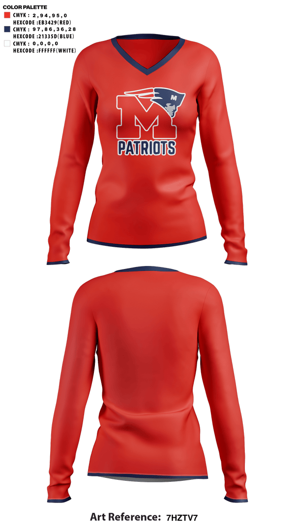 Womens Long Sleeve Vneck Shirt, Marion High School Cheer, Cheer, Teamtime, Team time, sublimation, custom sports apparel, team uniforms, spirit wear, spiritwear, sports uniforms, custom shirts, team store, custom team store, fundraiser sports, apparel fundraiser