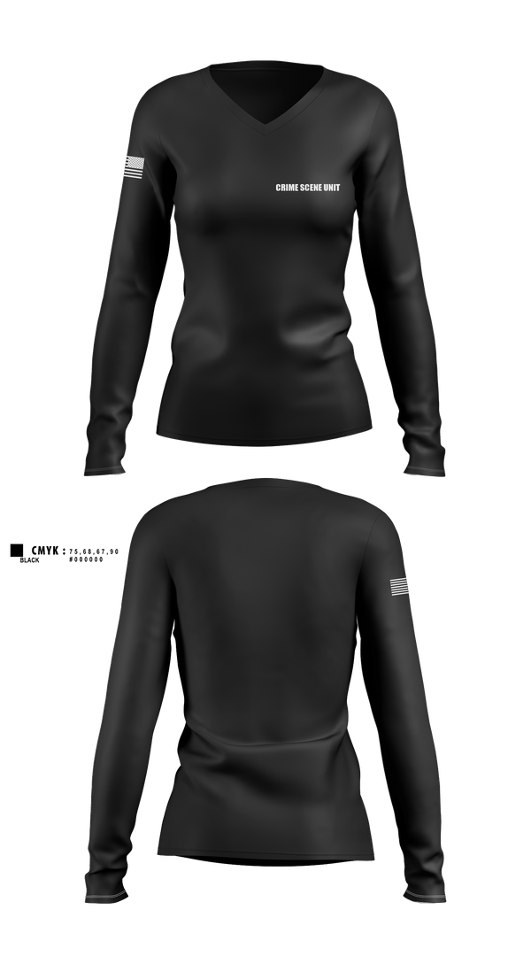 Womens Long Sleeve Vneck Shirt 1, Crime Scene Unit, , Teamtime, Team time, sublimation, custom sports apparel, team uniforms, spirit wear, spiritwear, sports uniforms, custom shirts, team store, custom team store, fundraiser sports, apparel fundraiser