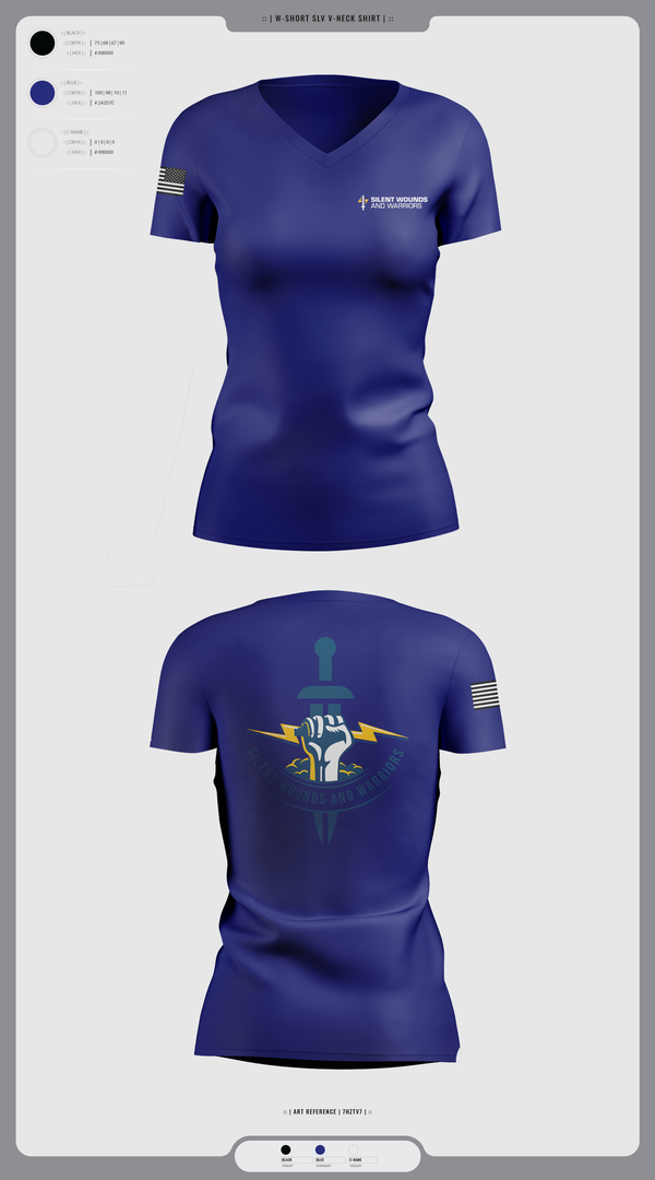 Womens Short Sleeve Vneck Shirt, Silent Wounds and Warriors Foundation, , Teamtime, Team time, sublimation, custom sports apparel, team uniforms, spirit wear, spiritwear, sports uniforms, custom shirts, team store, custom team store, fundraiser sports, apparel fundraiser