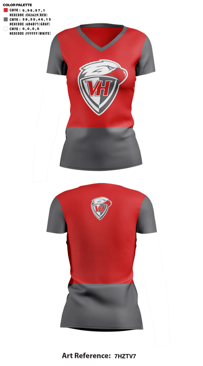 Van Horn High School Cheer 17868436 Women's Short Sleeve V-neck Shirt - 41