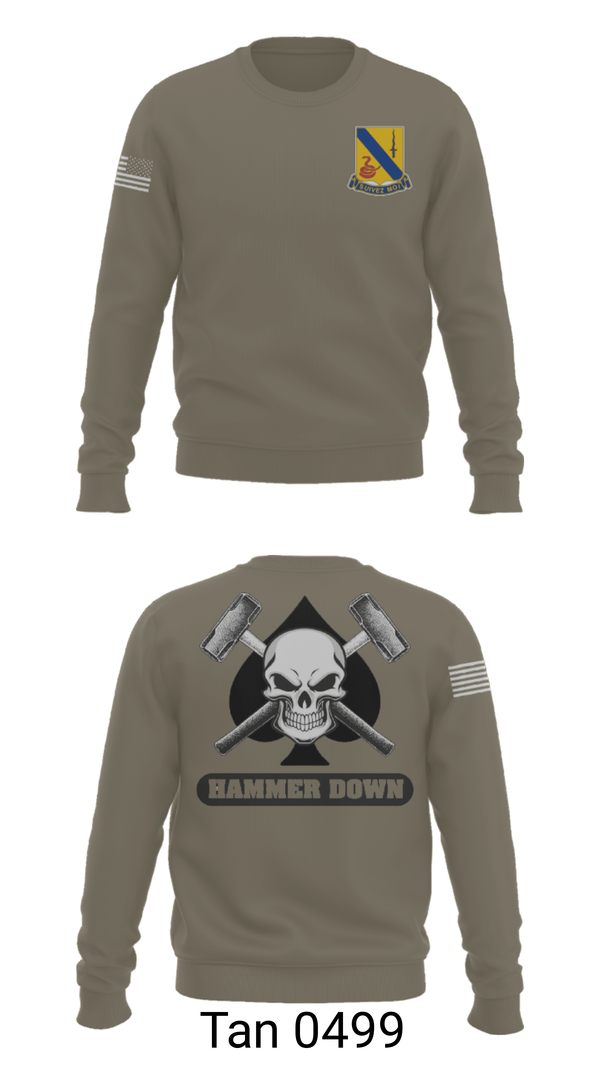 Crew Neck Sweatshirt, 2-14 CAV ACE HIGH, Army, Teamtime, Team time, sublimation, custom sports apparel, team uniforms, spirit wear, spiritwear, sports uniforms, custom shirts, team store, custom team store, fundraiser sports, apparel fundraiser