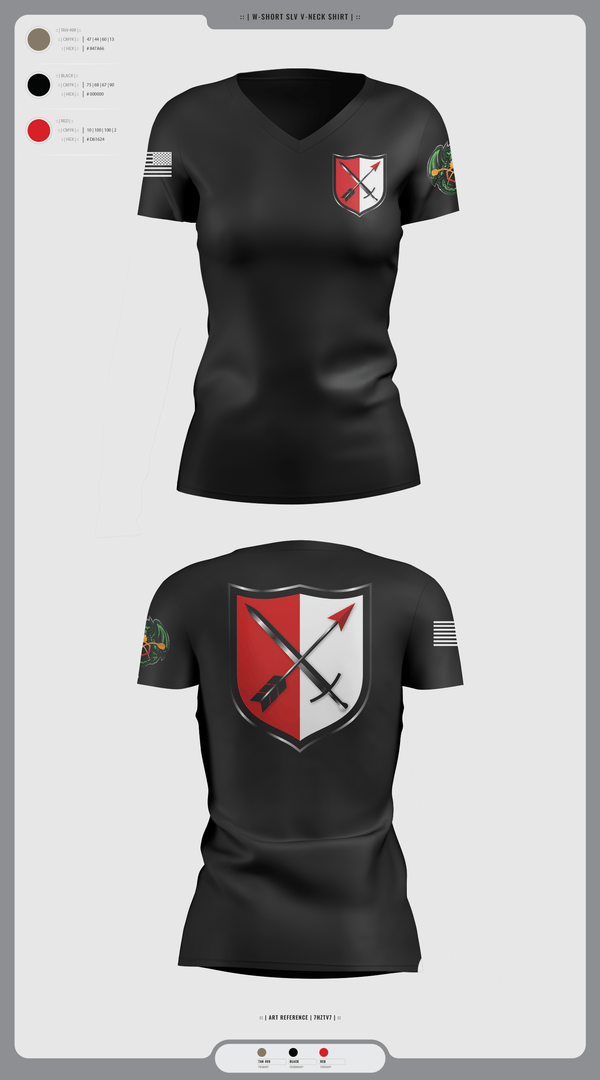 Womens Short Sleeve Vneck Shirt, 31st Chemical Brigade, Army, Teamtime, Team time, sublimation, custom sports apparel, team uniforms, spirit wear, spiritwear, sports uniforms, custom shirts, team store, custom team store, fundraiser sports, apparel fundraiser