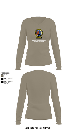Womens Long Sleeve Vneck Shirt, MARDET Fort Leonard Wood Basic Military Police School House (FLW) INIWIC, , Teamtime, Team time, sublimation, custom sports apparel, team uniforms, spirit wear, spiritwear, sports uniforms, custom shirts, team store, custom team store, fundraiser sports, apparel fundraiser