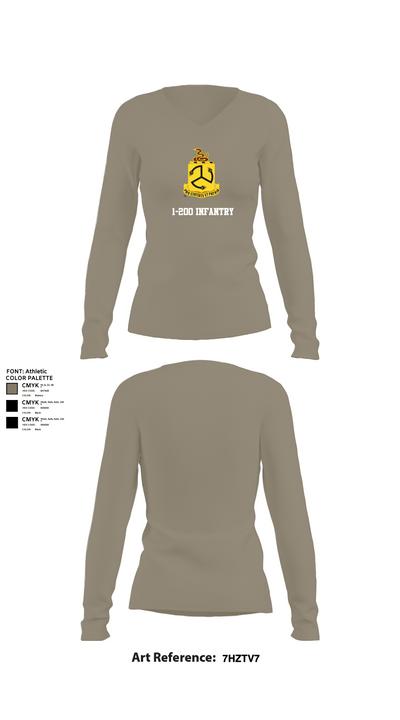 1-200 Infantry 56519387 Women's Long Sleeve V-neck Shirt - 59