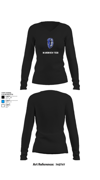 Womens Long Sleeve Vneck Shirt, Manor New Tech, Women's Basketball, Teamtime, Team time, sublimation, custom sports apparel, team uniforms, spirit wear, spiritwear, sports uniforms, custom shirts, team store, custom team store, fundraiser sports, apparel fundraiser